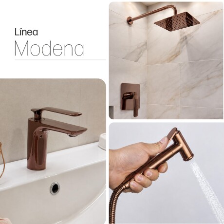 Juego Grifería Modena Rose Gold Con Ducha Higiénica BRONCE-ROSE GOLD
