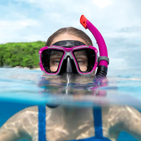 Set Snorkel y Máscara Buceo Vidrio Temp Inspira Pro Bestway Fucsia