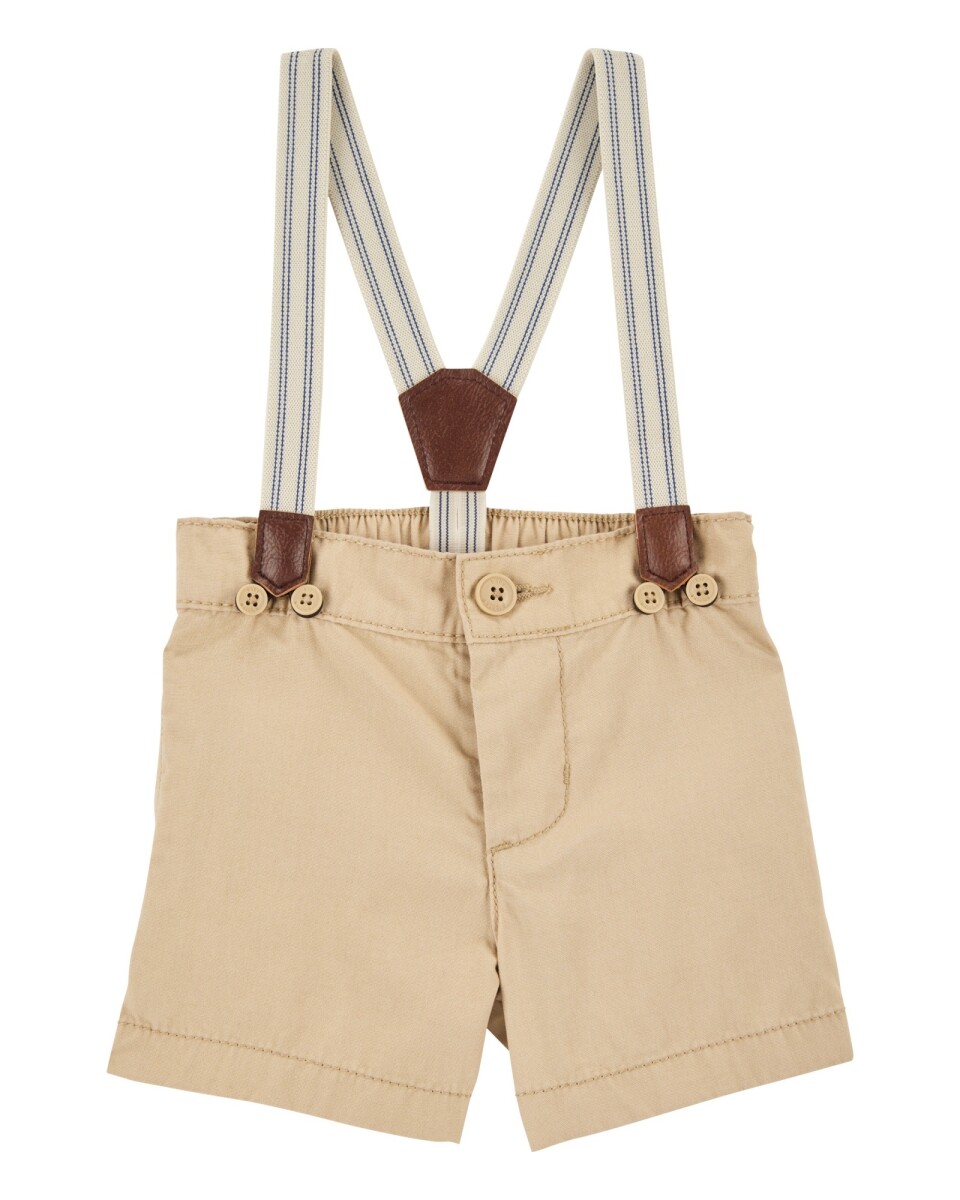 Short de algodón, con tiradores, khaki 