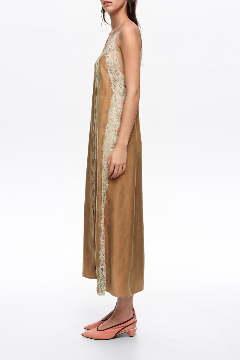 VESTIDO LENCERO Caramelo