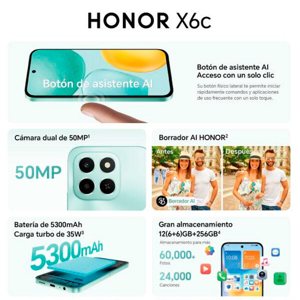 Honor X6c 6gb/256gb 4g TURQUESA