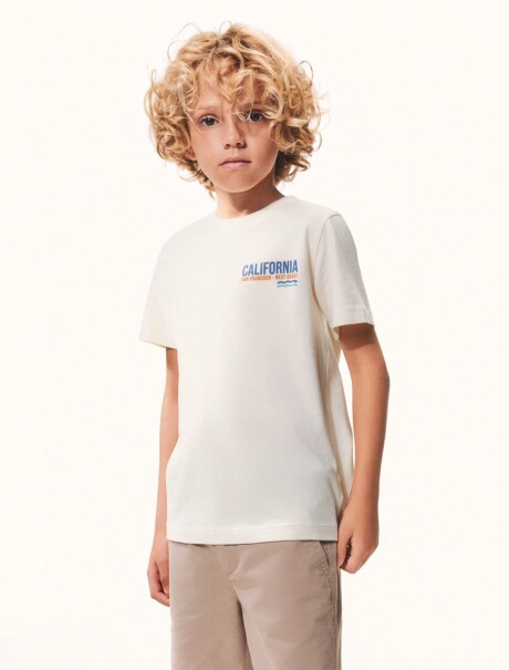 CAMISETA MANGA CORTA INFANTIL CON ESTAMPA BEIGE