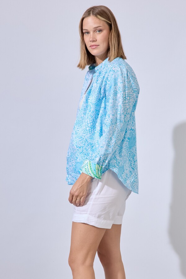 Camisa Algodon Print CELESTE/MULTI