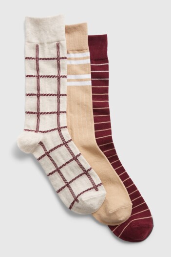 Medias Pack De 3 Estampadas Gap Hombre Hombre Blue Grid Plaid