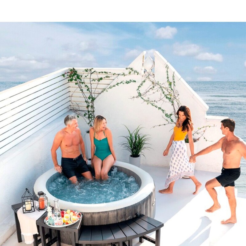 INTEX JUEGO DE 2 BANCOS + 2 MESAS AUXILIARES PARA PURE SPA CIRCULAR 4 PERSONAS Intex Juego De 2 Bancos + 2 Mesas Auxiliares Para Pure Spa Circular 4 Personas