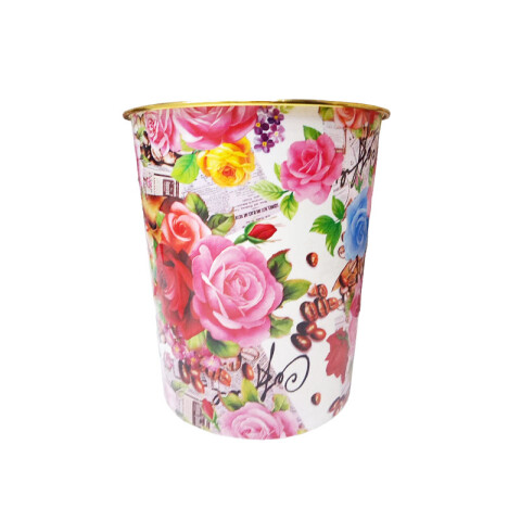 OUTLET Papelera de plástico con borde de metal 24*26 cm Outlet Papelera De Plástico Con Borde De Metal 24*26 Cm