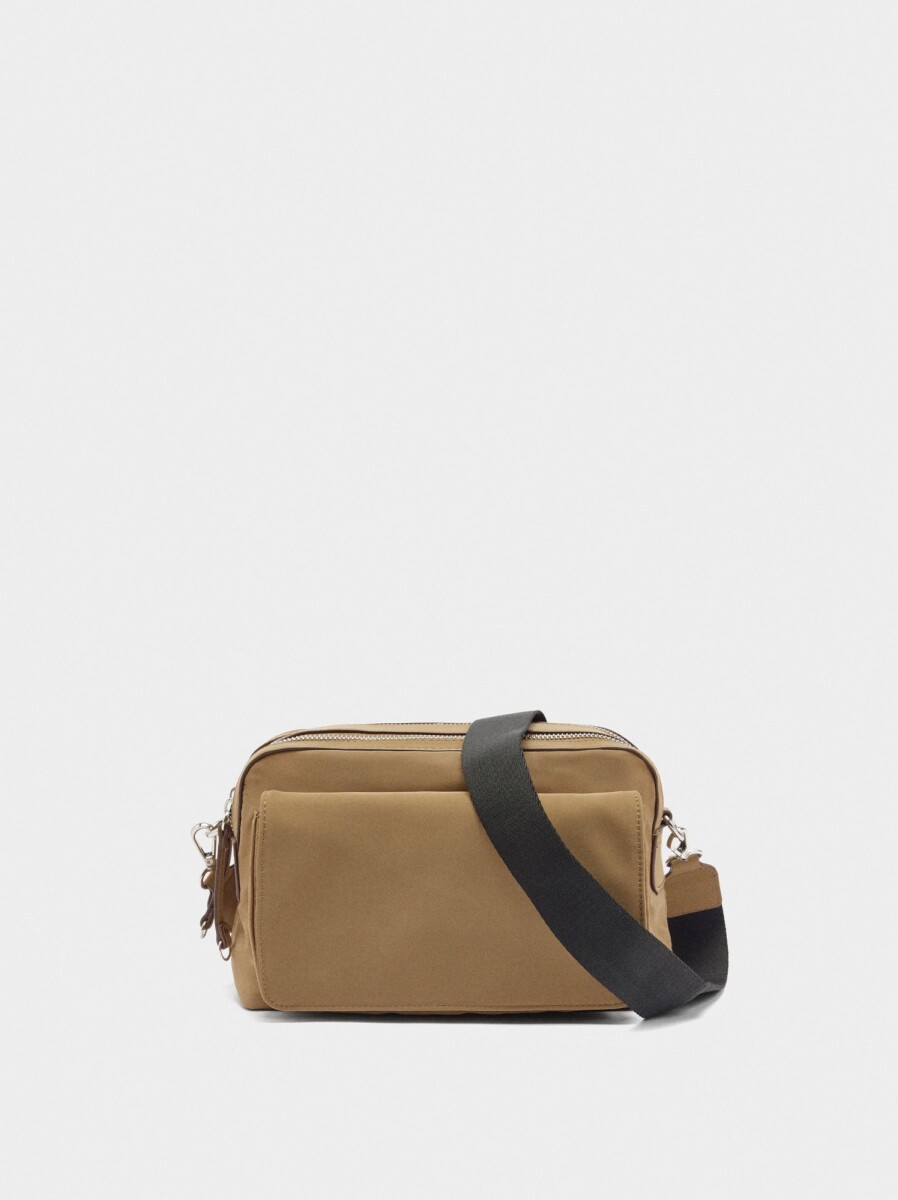 Bolso Bandolera De Nylon Con Solapa - camel 
