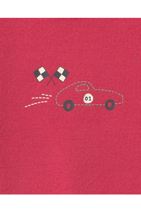 Set tres piezas de algodón, pantalón y bodies, gris y rojo, diseño autos de carrera Sin color
