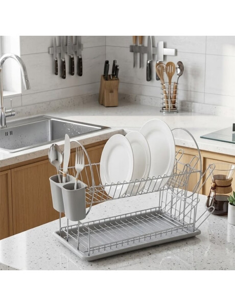 ESCURRIDOR A.CROM C/BANDEJA Y CUB GRIS. 38X23.5X32CM ESCURRIDOR A.CROM C/BANDEJA Y CUB GRIS. 38X23.5X32CM