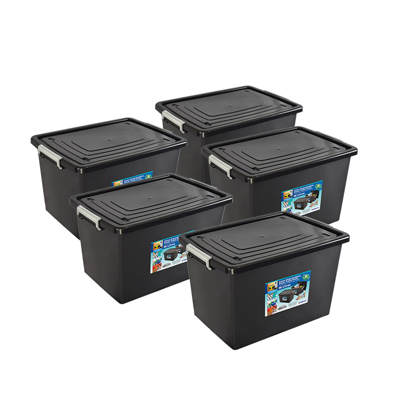 Set x5 Caja organizadora 56 lts NEGRO