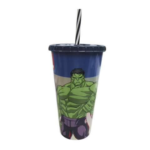Vaso Plástico con Pajita 700ml AVENGERS