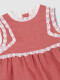 Vestido Lino Con Tiras Bordadas En Contr Fresa Claro