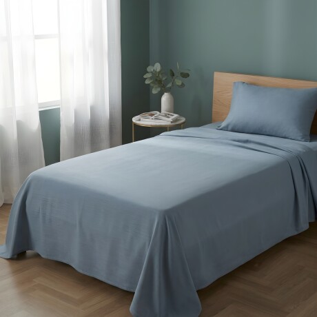 Juego Sábanas Richmond House 1 Plaza Y Media Azul Piedra