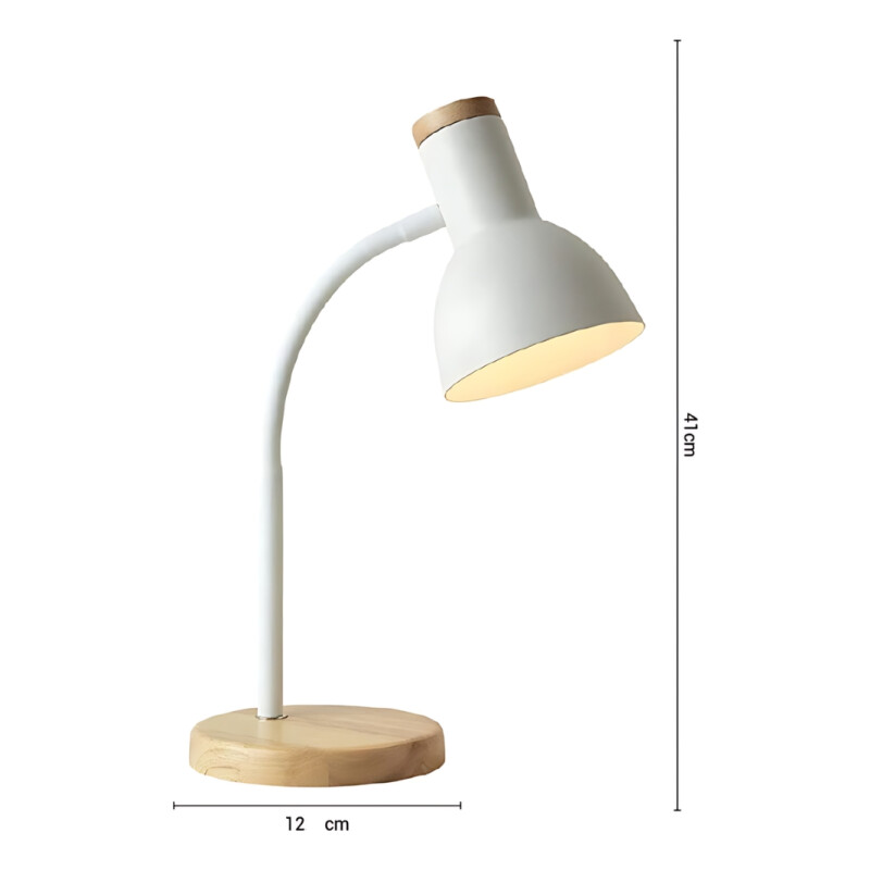 2 X Lampara De Escritorio Portatil Nordica Madera Vintage Blanco