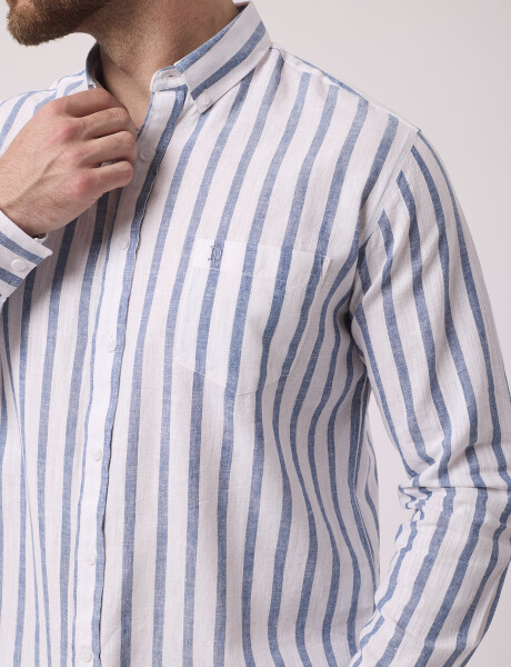 Camisa m/l rayada azul