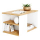 Mesa Ratona Nórdica De Living 3 Estantes Madera Combinada Blanco