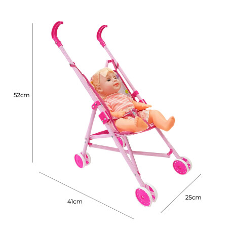 Set Muñeca Bebé Bebote Cochecito Plegable 40cm Set Muñeca Bebé Bebote Cochecito Plegable 40cm