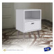 Mesa De Luz Nordica Retro Dormitorio 1 Estantes 1 Cajon Pro Blanco