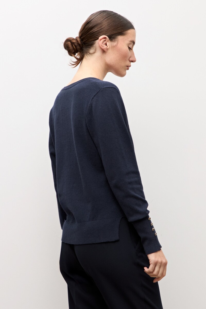 Cardigan abotonado azul marino