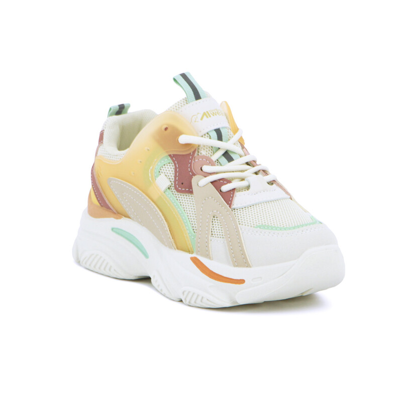 Austral Calzado Casual Ariadna C/Plataforma Acordonado - Naranja-Verde Naranja-Verde