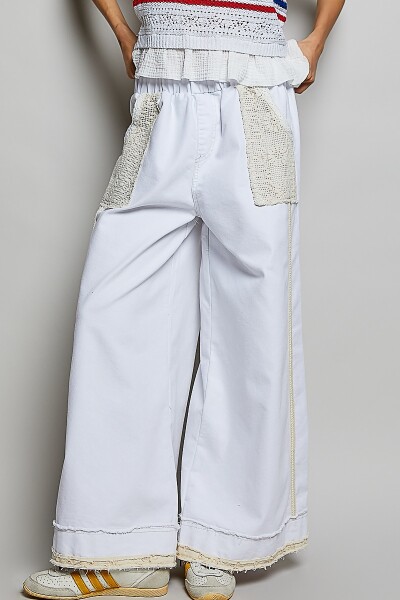 PANTALON DENIM PARCHES Blanco