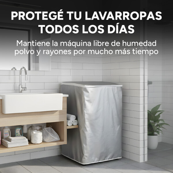 Funda Lavarropas Carga Superior Impermeable Antipolvo Color Gris