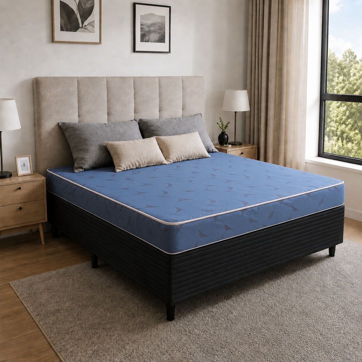 Sommier 2 Plazas PUELO - 140 x 188 x 57 - Espuma - 80k por lado - Blando envolvente 