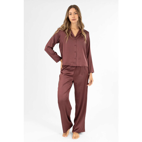 Pijama tres saten Bordeaux