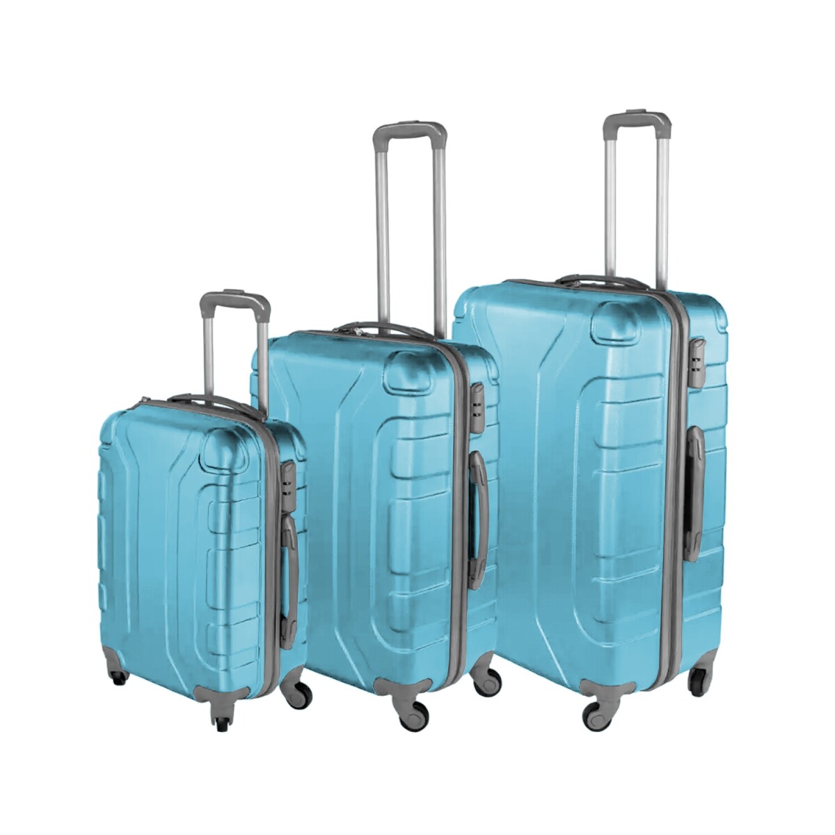 Set de 3 valijas de viaje rígidas Arye con ruedas - Celeste 