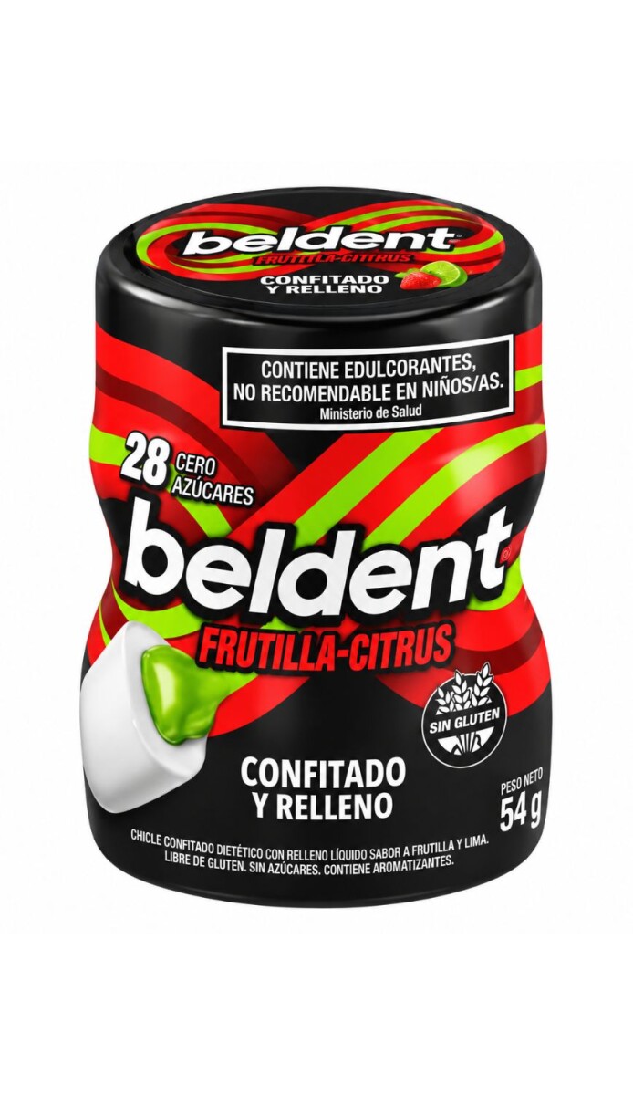 CHICLE BELDENT BOTELLA .FRUTILLA-CITRUS 54GRS DISPLAY X6 