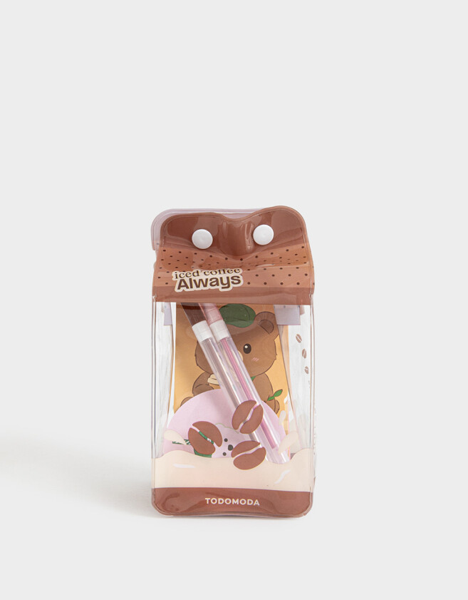 Librería Sets PVC Set De Librería En Estuche En Forma De Cajita De Leche - Marron Medio