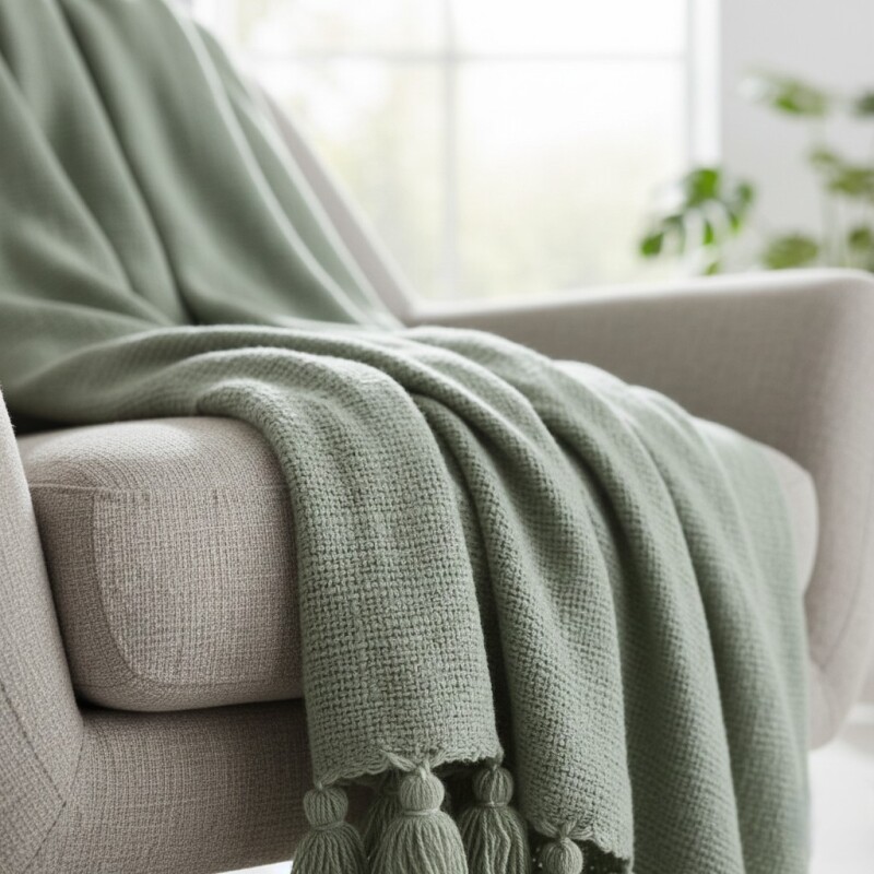 MANTA VERDE C/BORLAS 125X150CM Unica