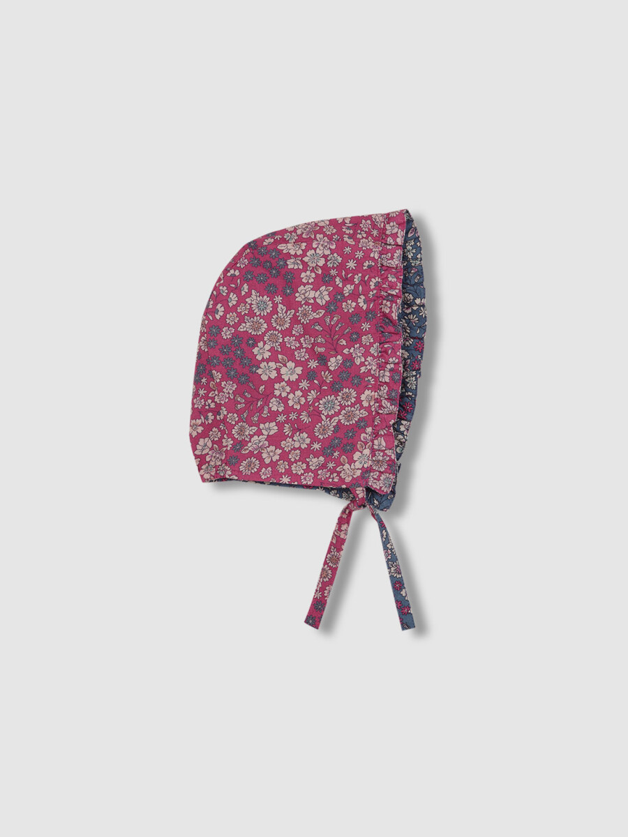 Capota Reversible De Flores Azul Viejo