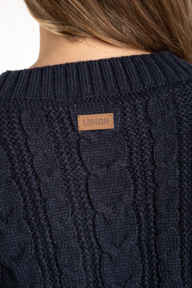 Cardigan Texturado Lana Azul Oscuro