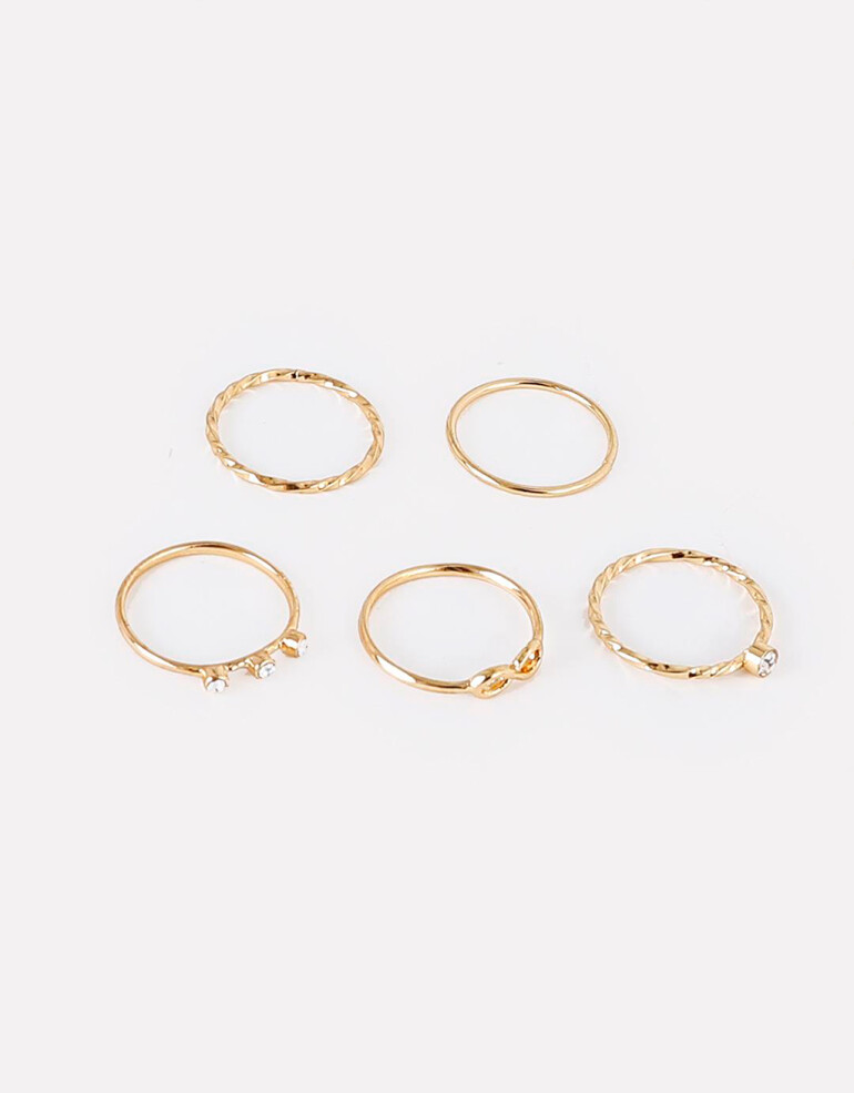 Sets Anillos Strass Set De Anillos Delicados - Dorado