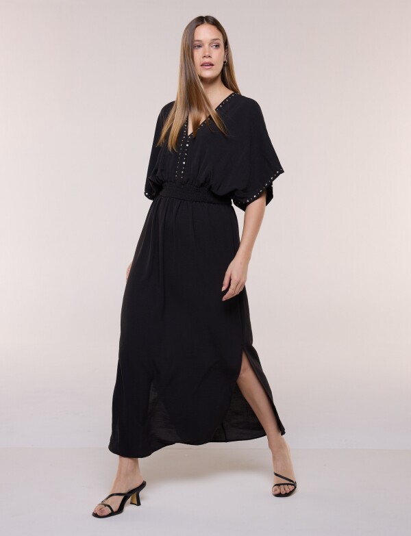 Vestido Maxi Con Tachas NEGRO
