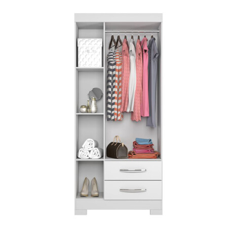 ROPERO 3 PUERTAS 2 CAJONES GUARDARROPA ARMARIO PLACARD CLOSET CON ESTANTES Y PERCHERO BLANCO - FLEX