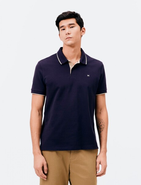 CAMISA DE CUELLO CON BORDADO AZUL OSCURO