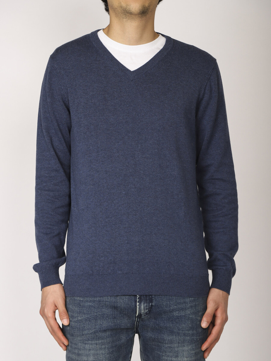 Sweater Harrington Label - Azul Piedra 