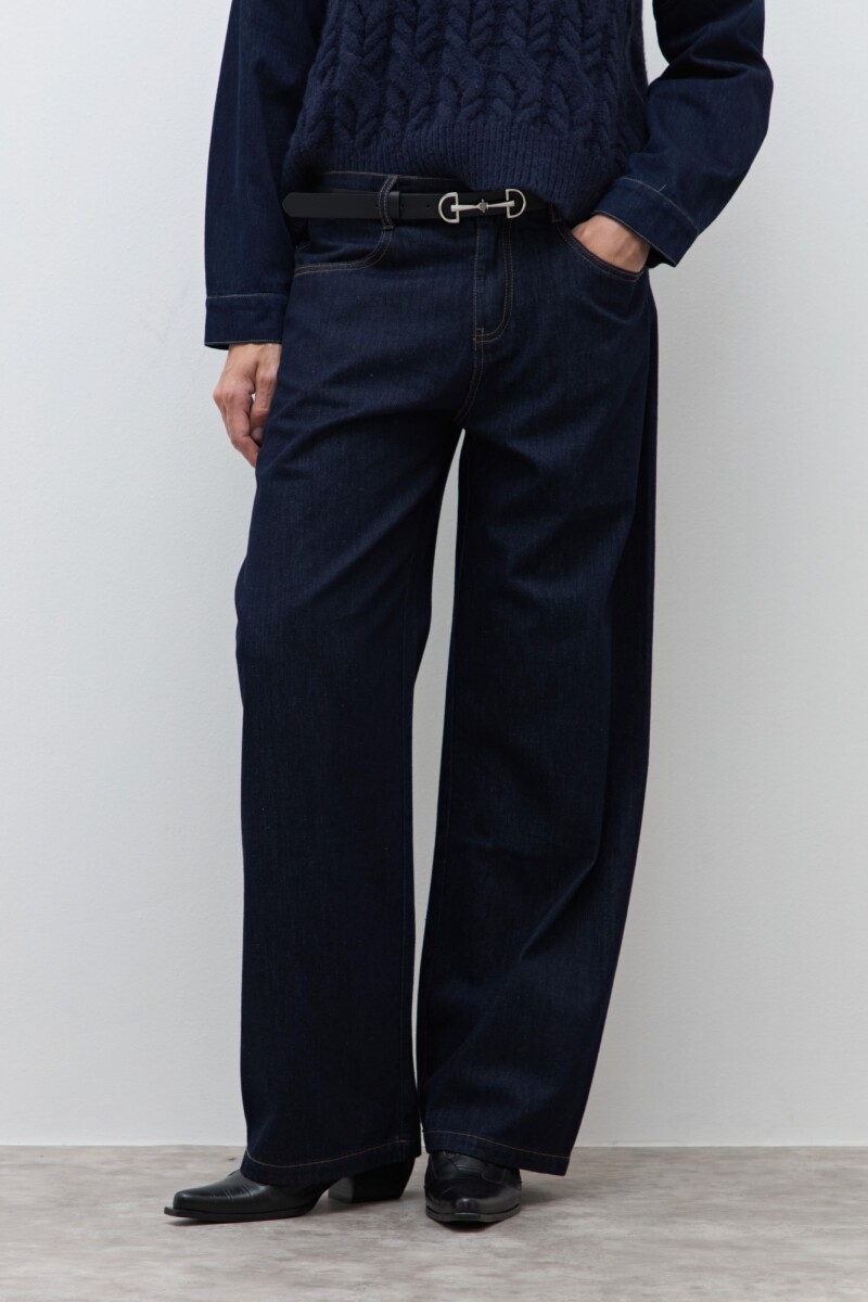 Pantalón de jean con elástico jean oscuro