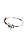 PULSERA DE CUERO MARRÓN SEMIRÍGIDA BAÑADA EN PLATA DE LEY CON MARIPOSA Pulsera