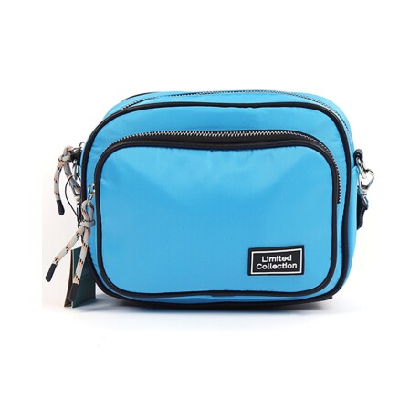 Bandolera Canva Brooklyn celeste con bolsillo antirrobo y correa ajustable Celeste
