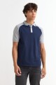 Remera polo manga corta combinada AZUL