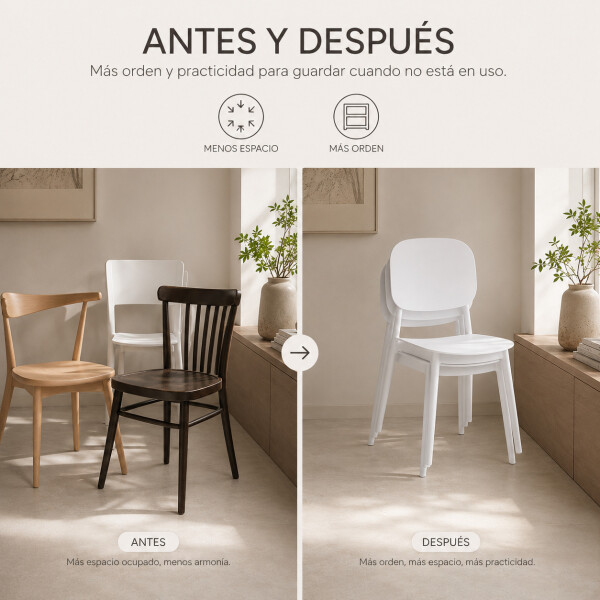 Silla Comedor ComboHome Visby Blanca Diseño Moderno Calidad Blanco 1