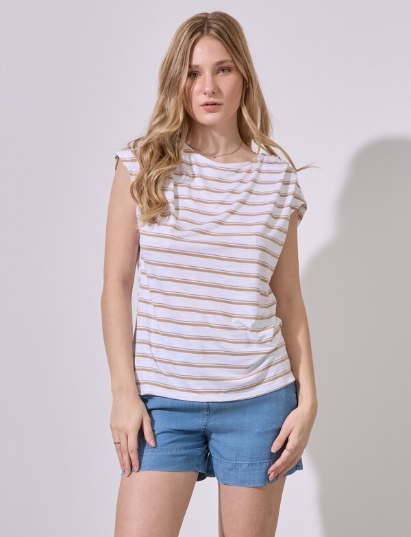 Remera Lineas BEIGE