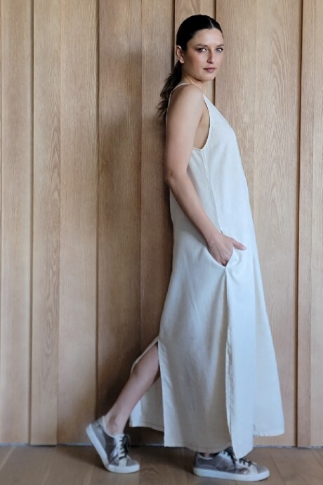 Vestido Laguna Lino Beige Melange
