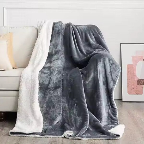 Frazada Manta Polar Con Corderito Acolchado 1 Plazas 200x150 Variante Color Gris
