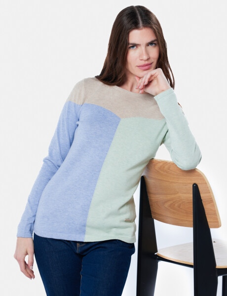 BUZO TEJIDO COMBINADO Beige