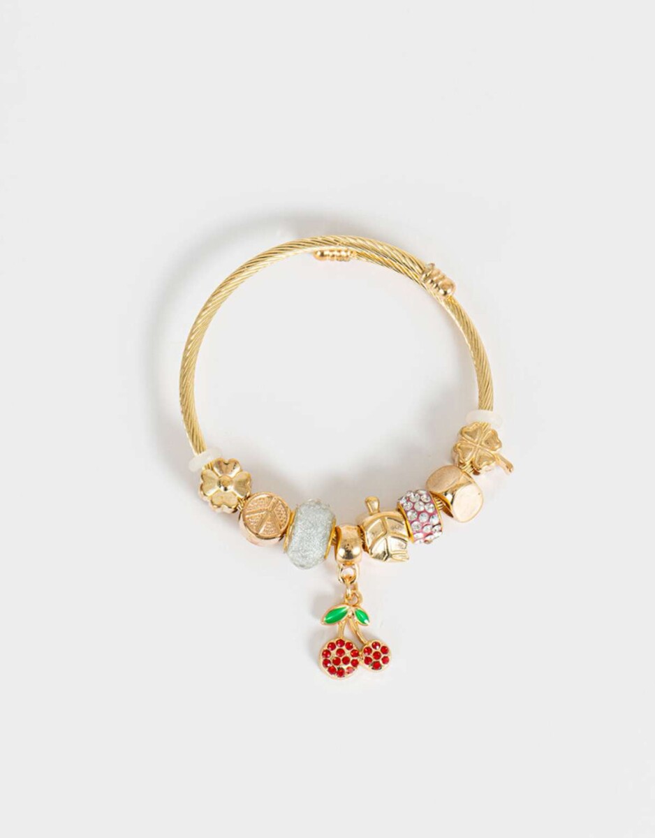 Pulsera Flexible Multucharm Frutas - Dorado 
