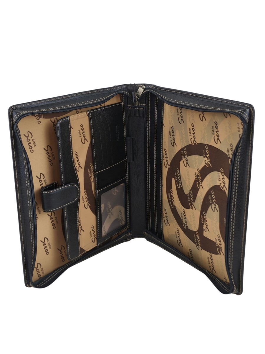 Dosier Mediano Profesional en cuero genuino - Negro 